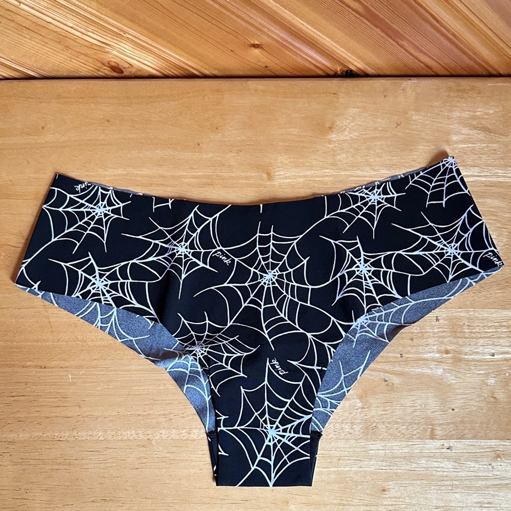 PINK Halloween Spider Web No Show Cheekster Panties